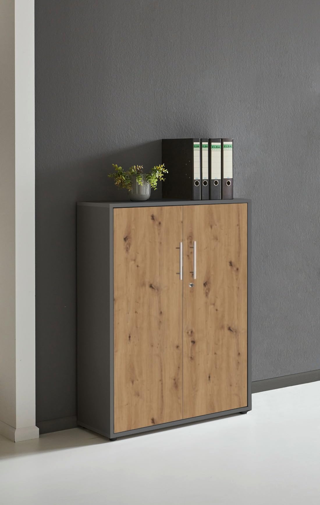 Aktenschrank in Anthrazit Artisan Eiche Office Edition abschließbar als Einzelschrank oder Schrankwand Verschiedene Ausführungen (Aktenschrank 3 OH)