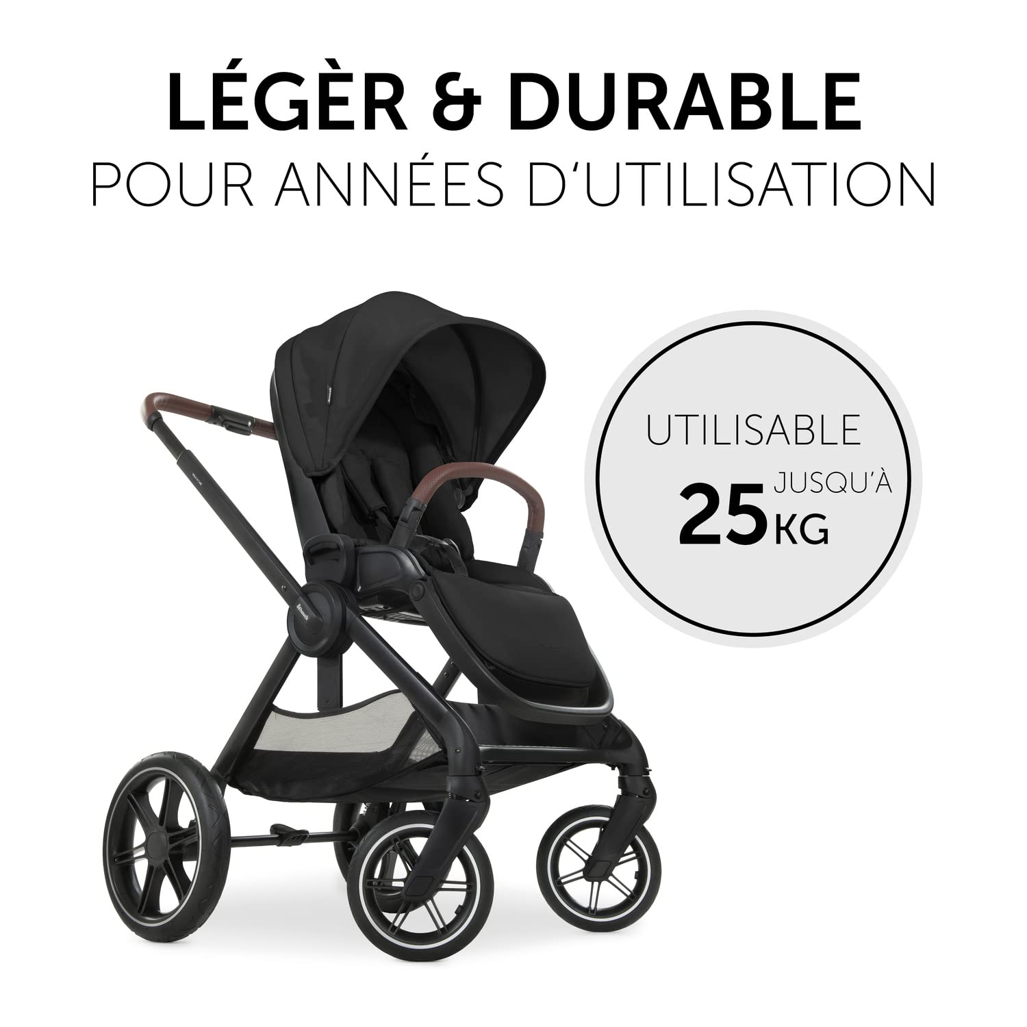 hauck Poussette Bebe Walk N Care avec Couvre Jambe, de la Naissance à 22 kg, Inclinable, Siège Réversible et Réglable en Hauteur, Pliable, Pneus en Caoutchouc, Capote UPF 50+, Noir