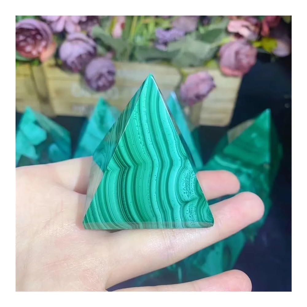 1 pezzo di piramide quarzo intagliato in malachite da 4-4,5 cm