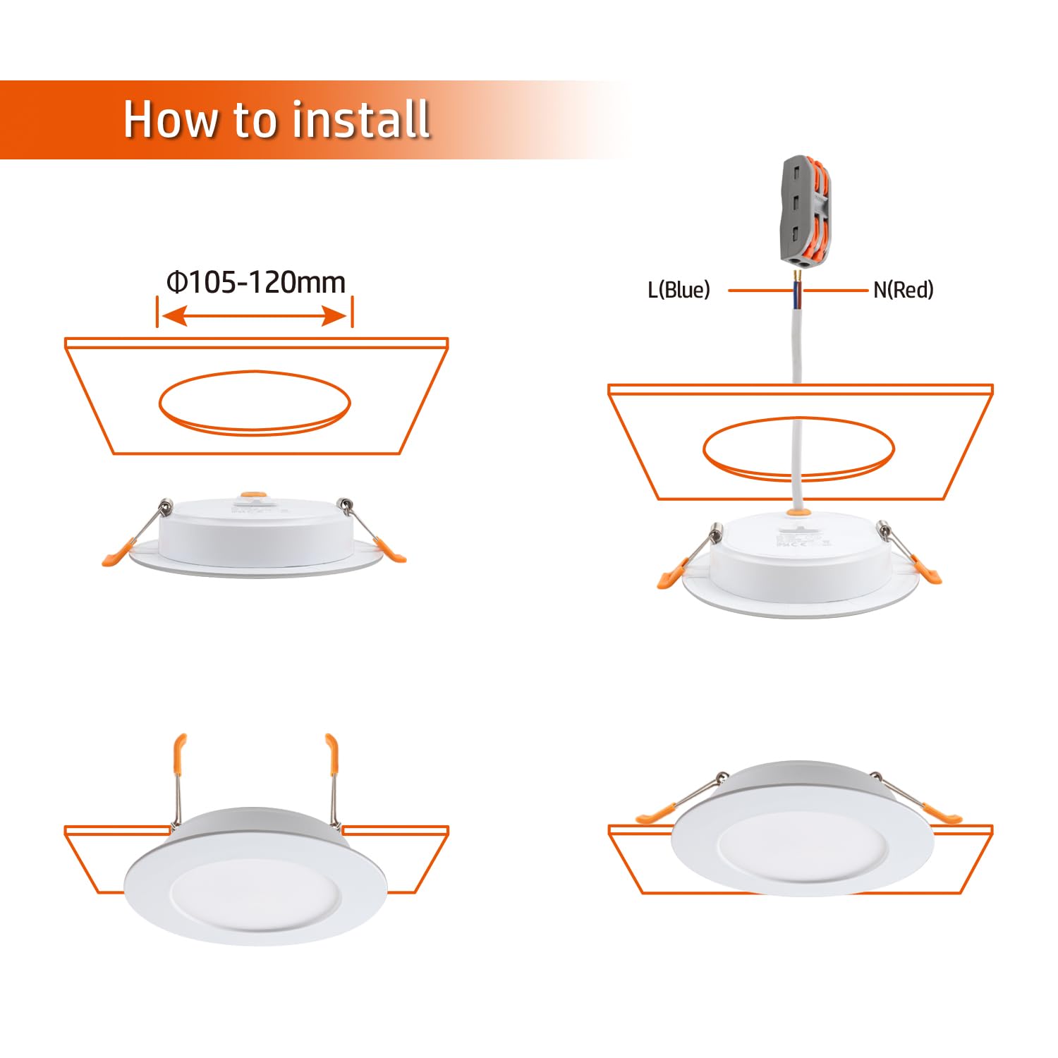 da LIGHT LED Einbaustrahler 230V flach 9W 6er Set, Strahlende Einbauleuchten, Bad Spot 3000/4000/6000K, Deckenstrahler IP54 für Badzimmer Wohnzimmer Küche Schlafzimmer