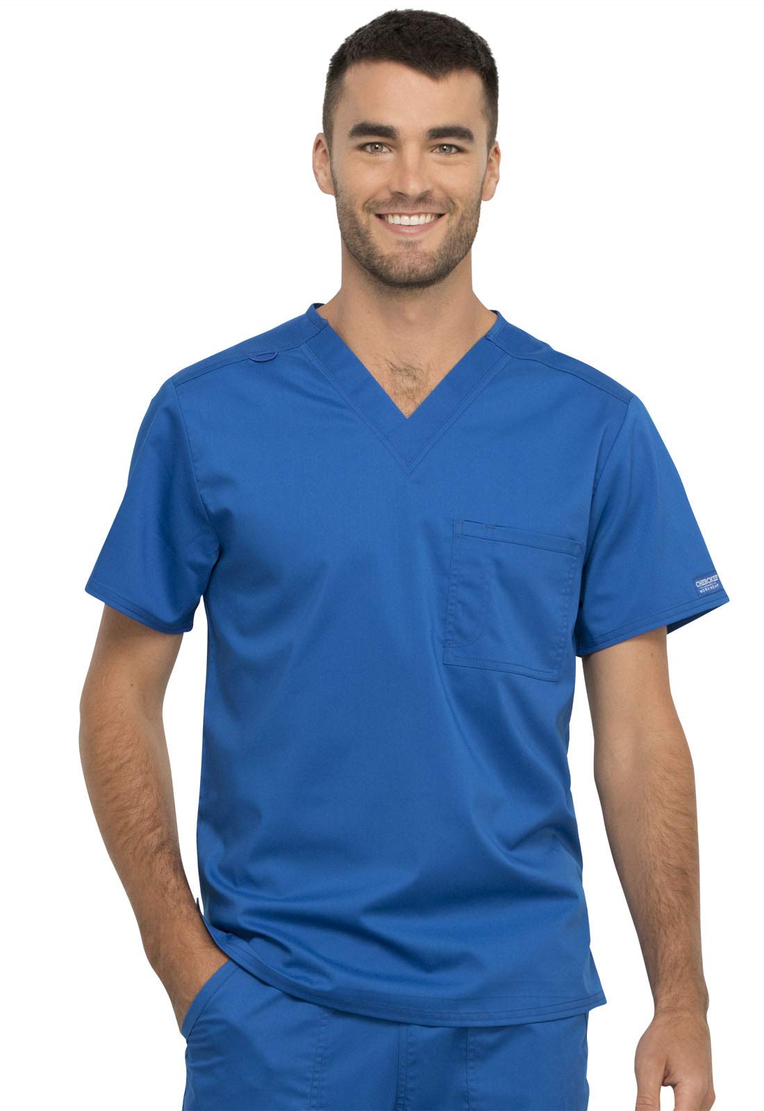 Cherokee Conjunto de ropa quirúrgica para hombre y mujer, cuello en V, WW625 con pantalón de pierna cónica con cordón, WW020, azul rey-S Top/S
