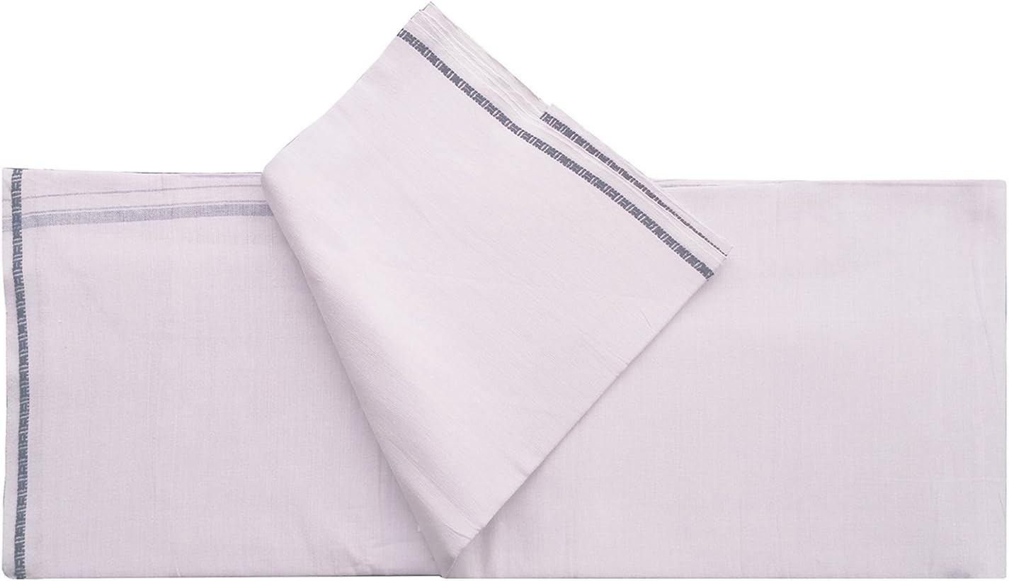 White Lungi/Sarong Pure Cotton (Pack of 1) by XYZ Textiles