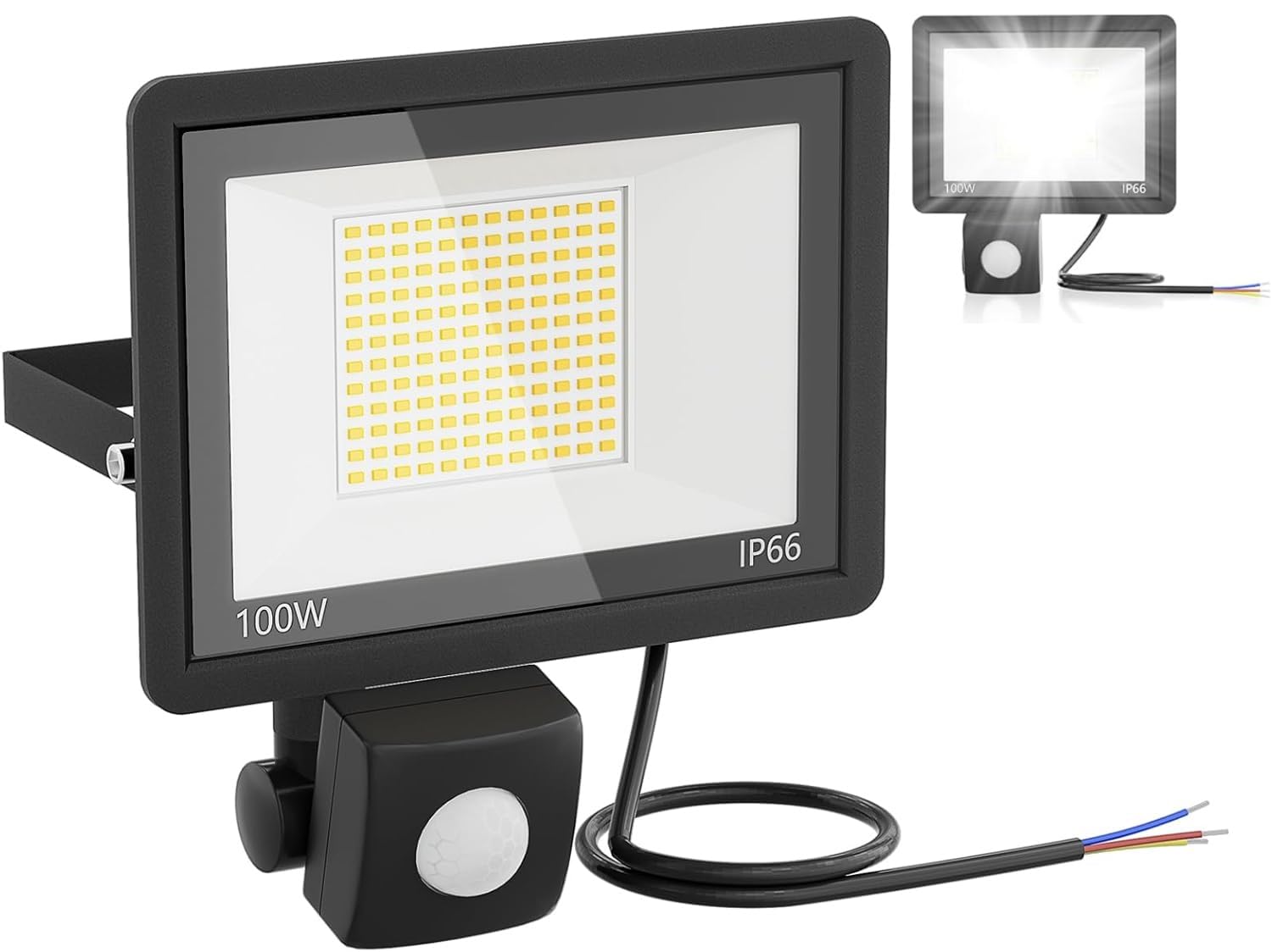 UISEBRT LED Strahler 100W mit Bewegungsmelder 220V Außenstrahler Superhell Scheinwerfer Fluter IP65 Wasserdicht Strahler Außenlampe für Garten Innenhöfe Garage (Ohne Stecker, Kaltweiß)