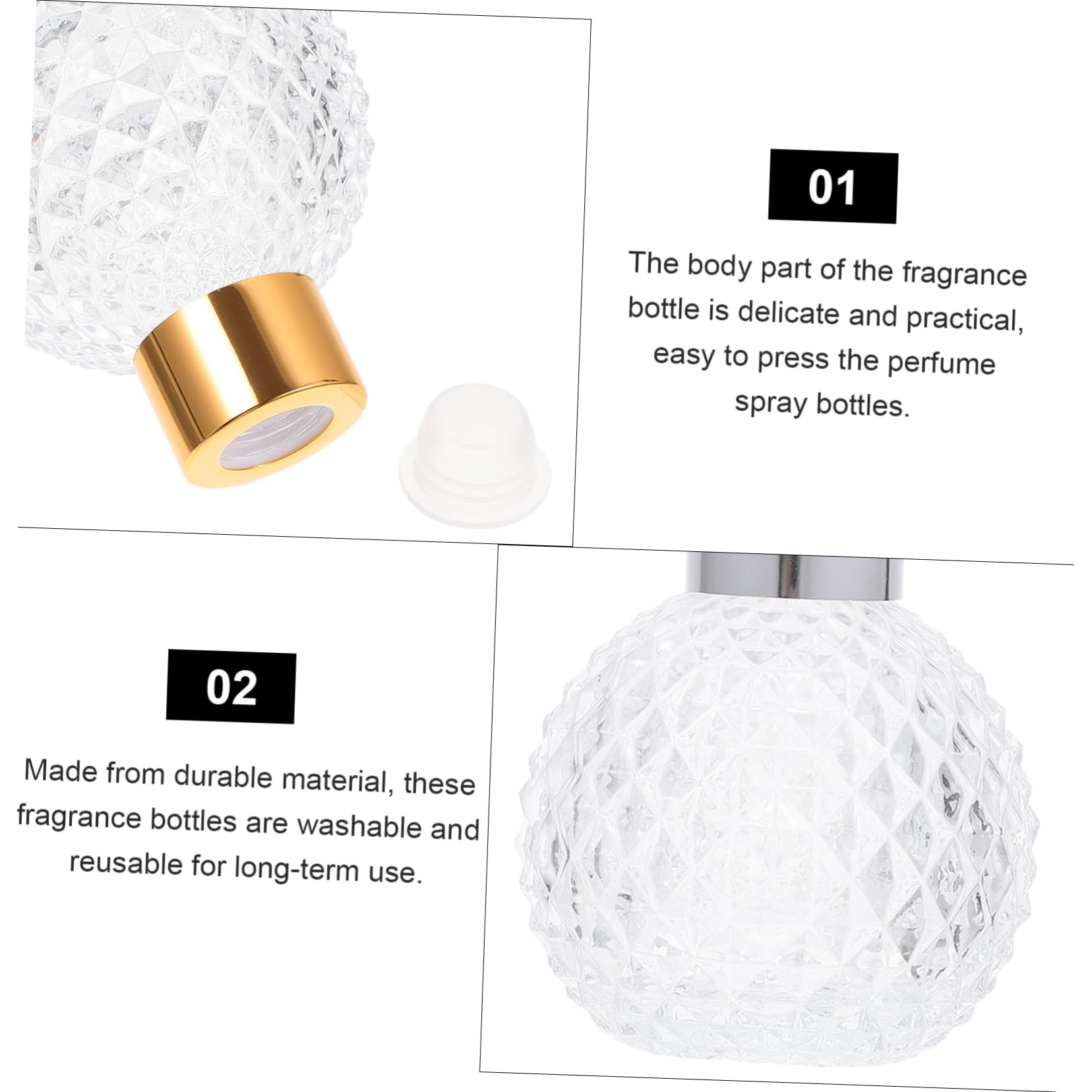 Ipetboom 6 Pezzi Bottiglie di Vetro per Profumo Vuote da 100ml, Riutilizzabili e Lavabili, Contenitori Eleganti per Conservazione Essenze, Regalo per Natale Colore Casuale