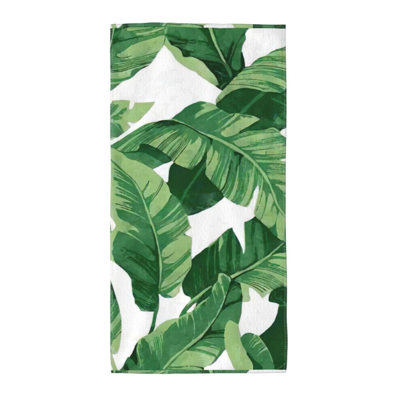 Oazcvbnn Unisex Black Cute Green Palm Leaves Print Extra Long Beach Towel Soft Comfortable Quick-Dry Gym Hiking Picnics Swimming