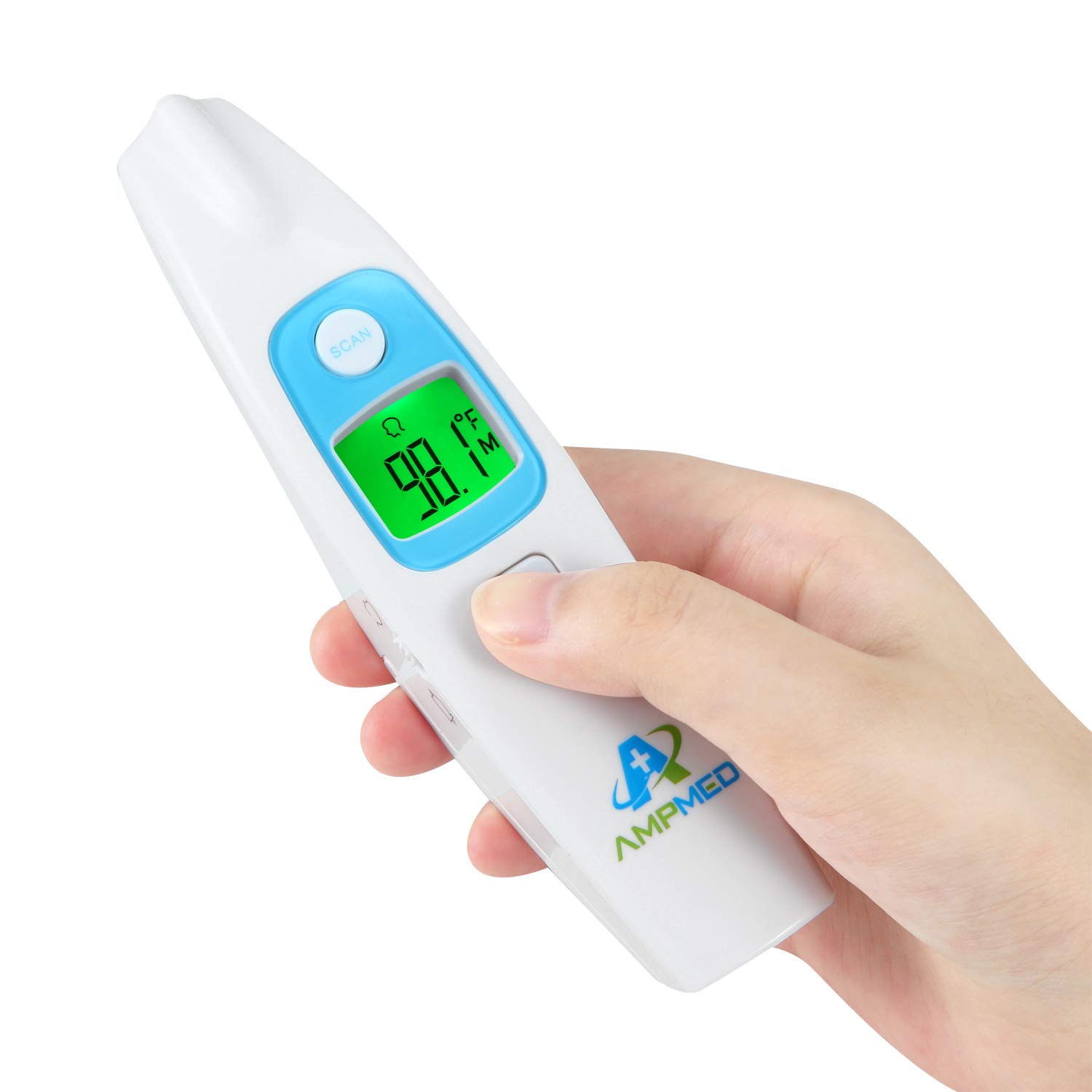 Amplim Non Contact Infrared Thermometer for Adults, Touchless Adult Forehead Thermometer + Case. Digital Thermometer, Baby Thermometer, Temporal Thermometer for Fever. No Touch Thermometer All Ages