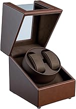 Watch Winder Box for 2 Automatic Watches Double Watch Display Case Acrylic Leather Silent Rotation 2 Rotation Modes USB Type-C PU Display Box - Brown