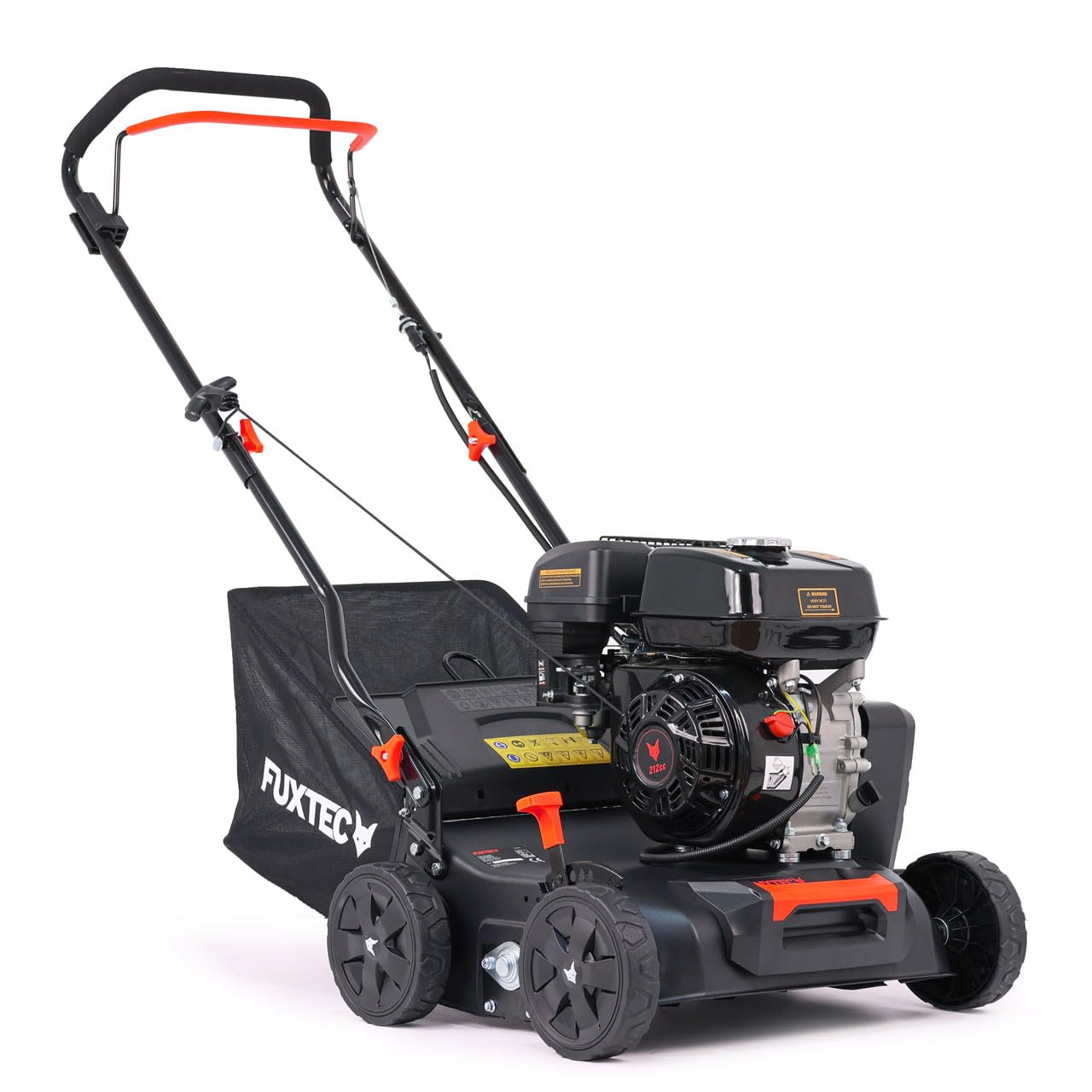 FUXTEC - Escarificador a Gasolina 2 en 1 FX-BV240ECO 29,5 kg Motor 4 tiempos 4,1 kW rodillo con 18 cuchillas Asa de transporte y bolsa de recogida de 40 L