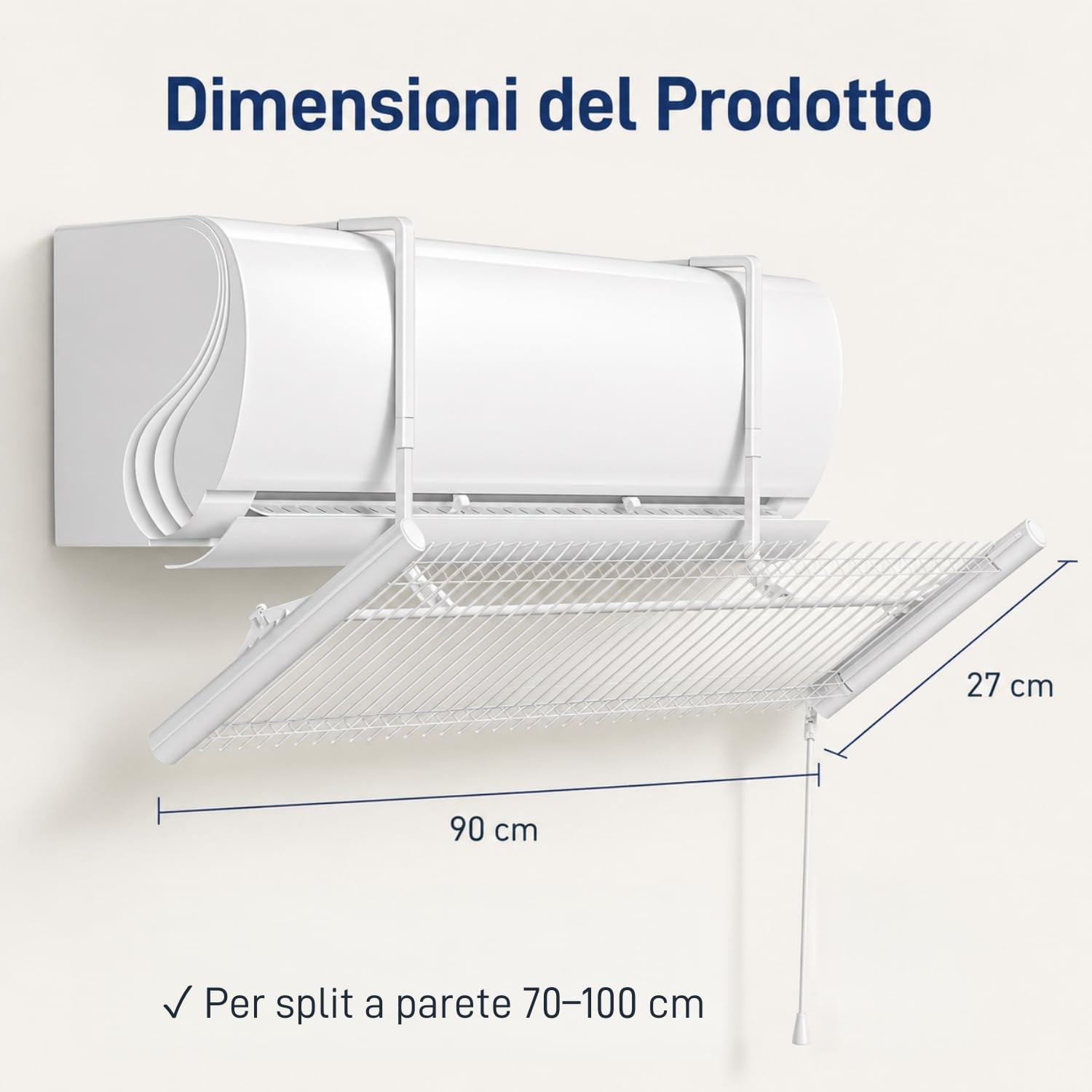 Deflettore Condizionatore, Deviatore Aria Condizionatore Regolabile in Alluminio/ABS per Split a Parete 70–100cm, Deflettore Aria Condizionata Anti Soffiaggio Diretto per Casa Camera Ufficio chochoyah