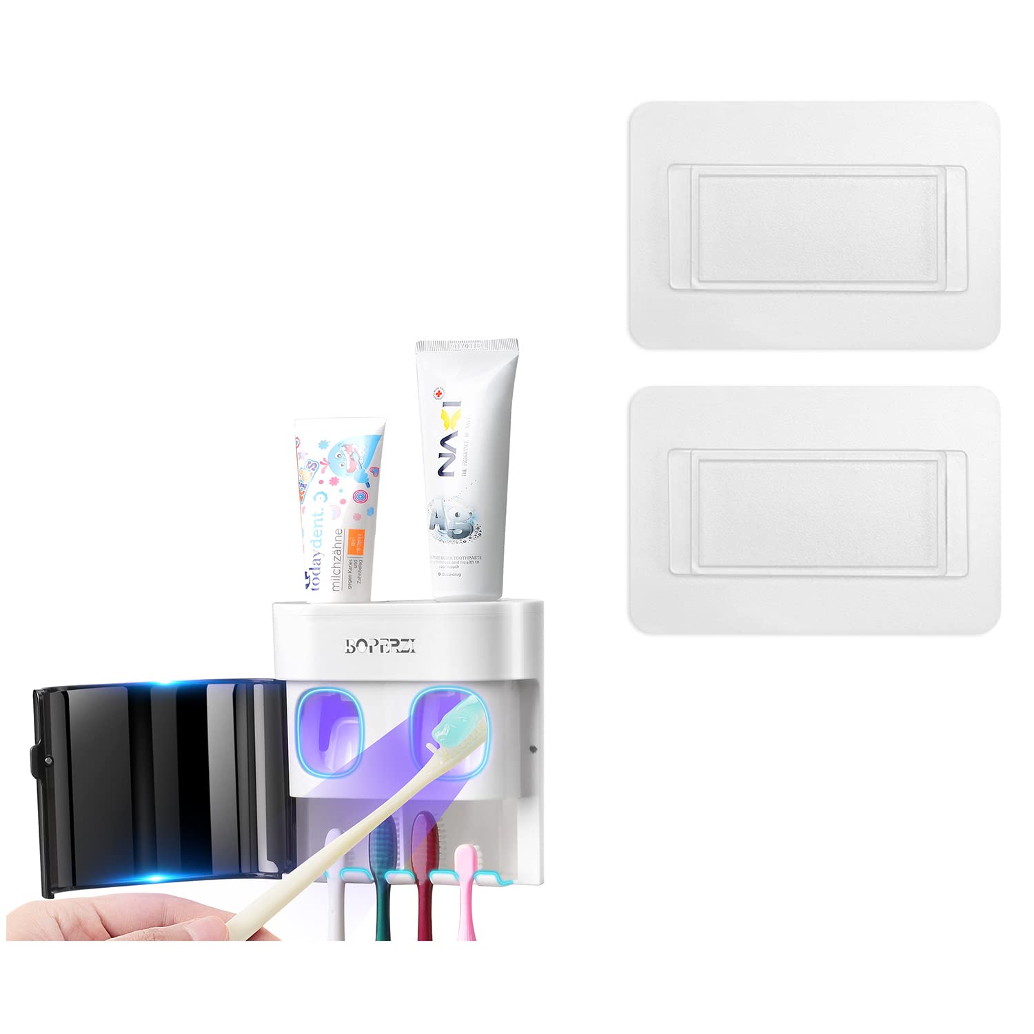 Boperzi 2 PCS Replacement Adhesive for Toothbrush Holder and Toothpaste Dispenser Toothbrush Holder Wall Mounted for Bathroom(No Electric, No Light)