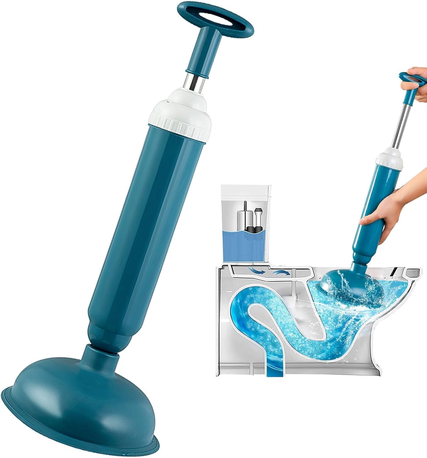 RECLUSE Professional Toilet Plunger for Bathroom Use | Strong Suction WC Drain Cleaner | Manual Commode & Sink Unblocker Tool | Durable Plastic Plunger for Home, Commercial & Hotel Toilets