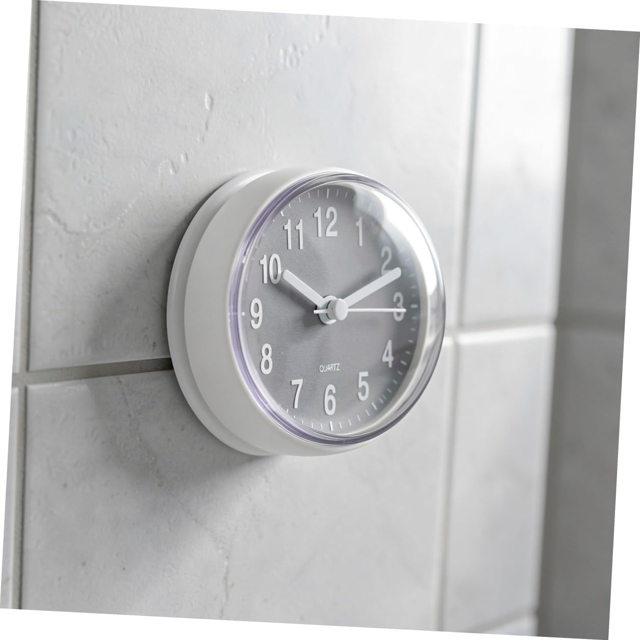 ibasenice Waterproof Bathroom Clock with Suction Cup, 3.2 Inch Analog Grey