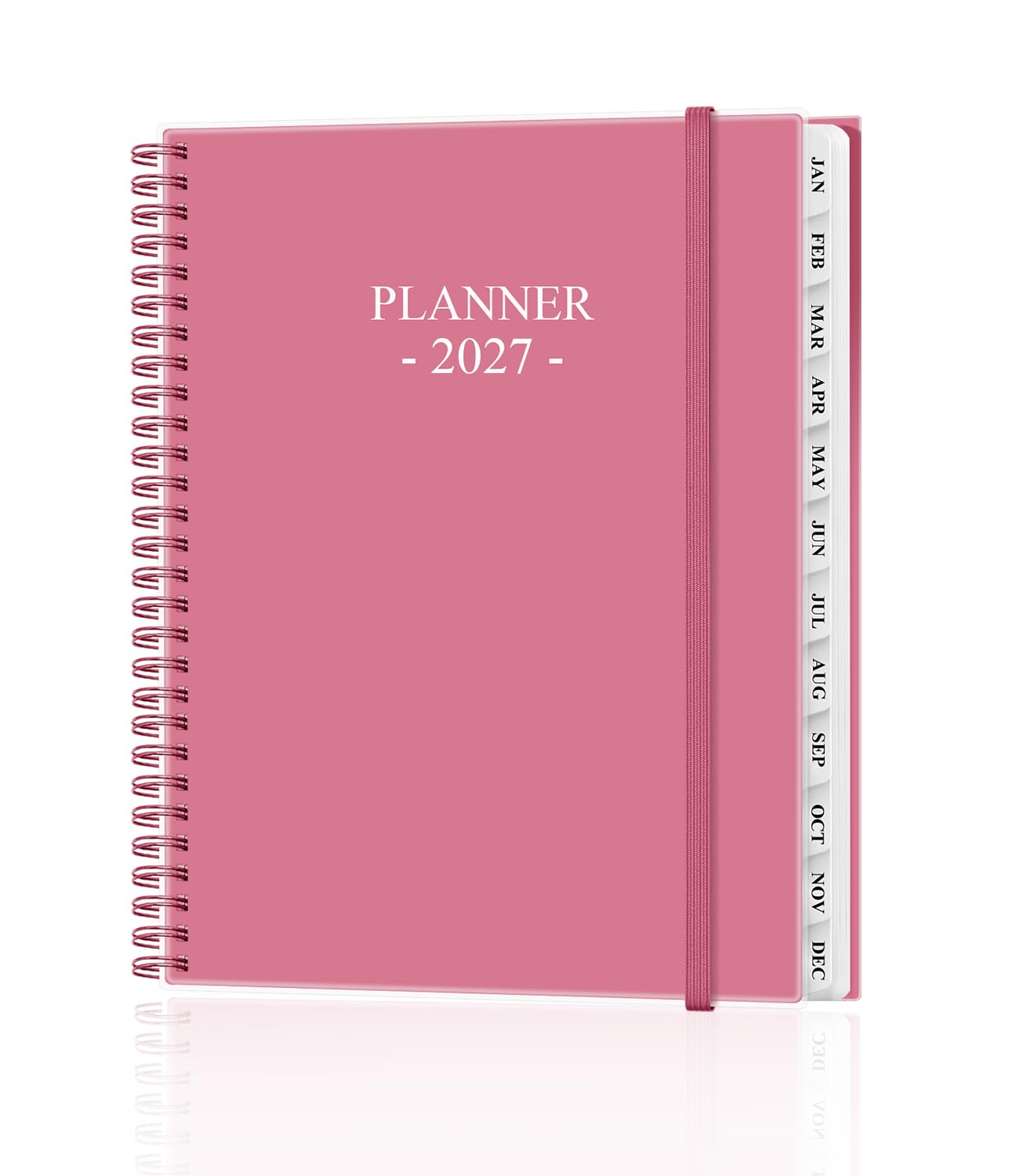 Planer 2026 – planer tygodniowy i miesięczny od stycznia 2026 do grudnia 2026, agenda 2026 z kieszenią wewnętrzną, elastyczną taśmą, 21,6 cm x 28 cm, różowy
