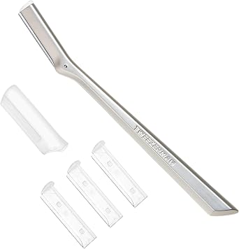 Tweezerman Dermaplaning Razor Facial Razor with 3 Spare Blades Included, Stainless Steel, Replacement Blades Available (4-Pack)