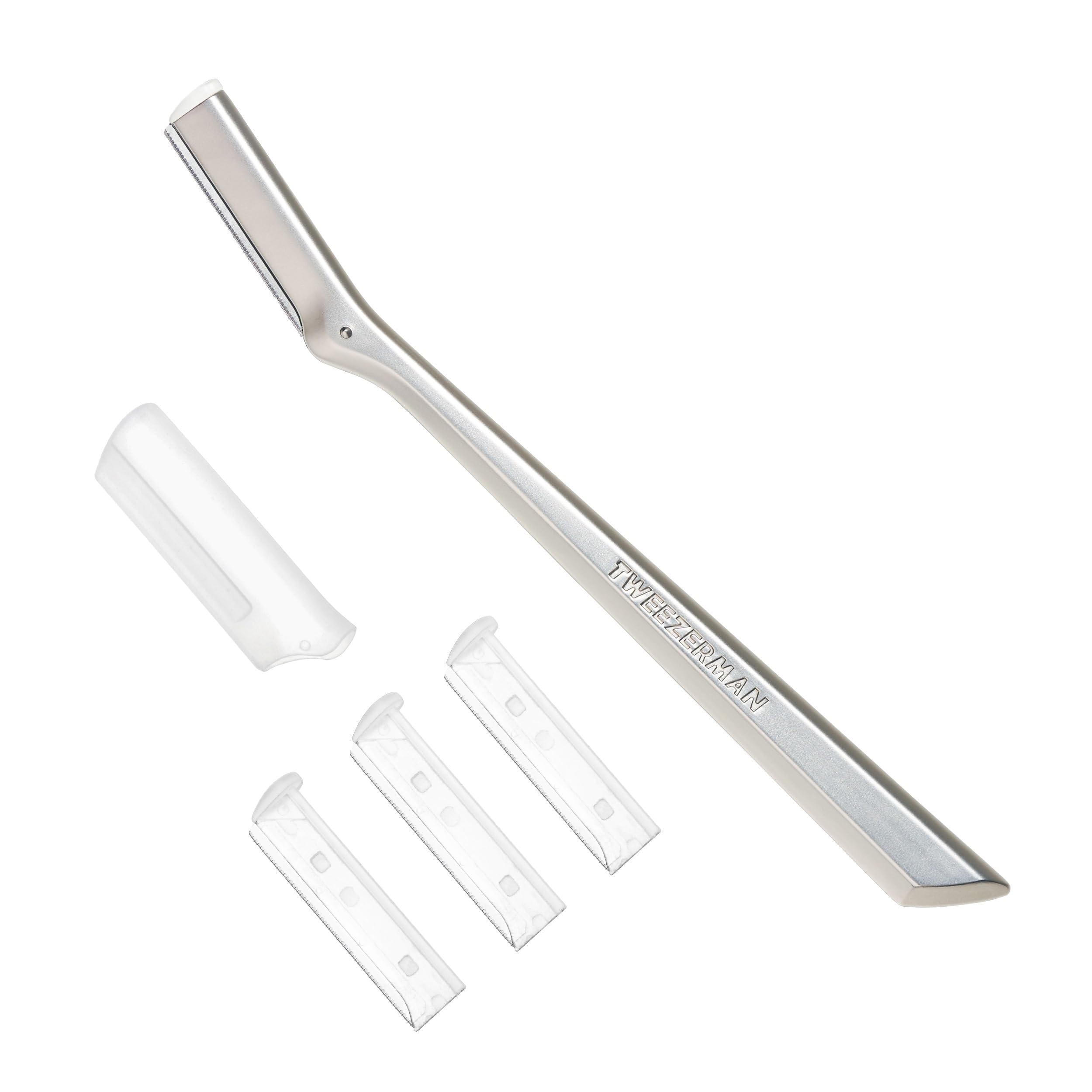 Tweezerman Facial Razor Dermaplaner with 3 spare blades silverClimatePartner certified