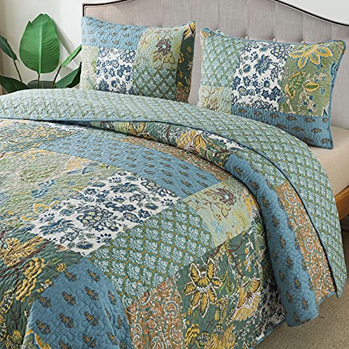 Newlake NL-QC-LANLVTENG-QUEEN Cotton Patchwork Bedspread, 3-Piece Bedding Quilt Set thumb #1