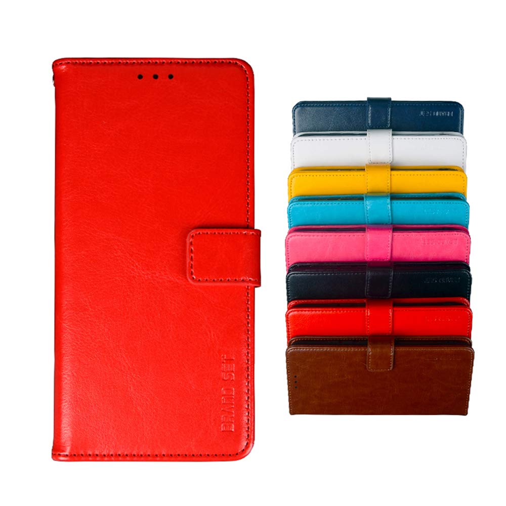 BeyondTop Case for HTC Desire 20 Pro PU Leather Wallet Flip has Kickstand function and Card Slots with Magnetic Buckle Phone Cover for HTC Desire 20 Pro-Red
