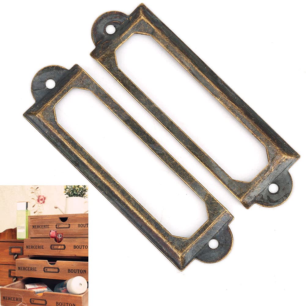 20 Stks Lade Label Houders Retro Label Frames Tekens Plank Note Antieke Lade Tag Lade Naam Kaart Label met Schroeven (Geel
