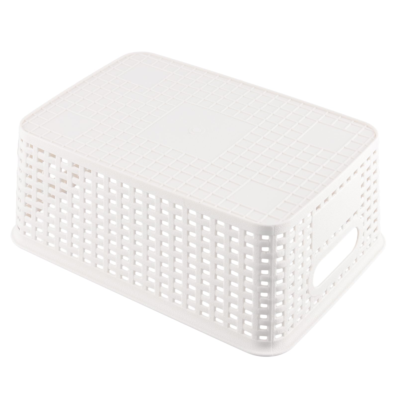 6 contenitori impilabili in plastica con coperchi in bambù e manico, scatole impilabili con coperchio, per piano di lavoro della cucina, mensole del bagno, dispensa, 25,6 x 18 x 10,7 cm