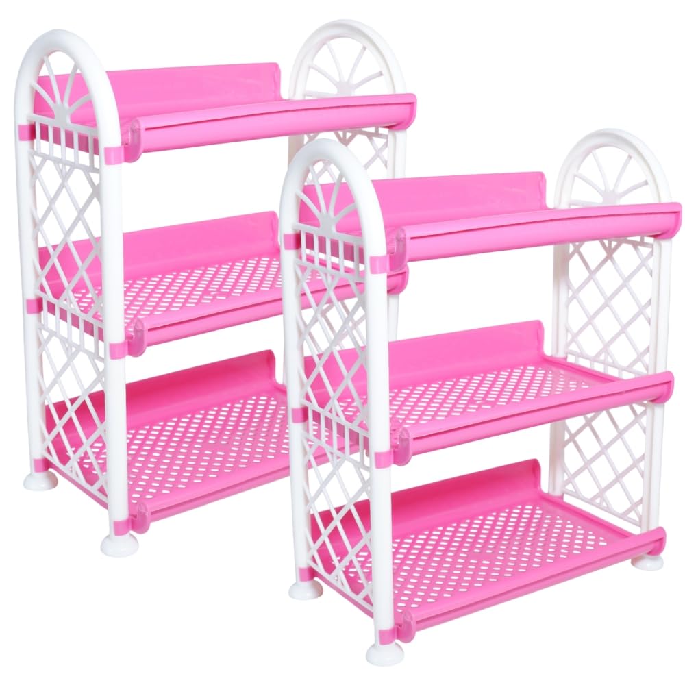 Simply Home Rexo 3 Tier Plastic Multipurpose Storage Organizer-Easy to Fit, Wall Hanging Durable & Lightweight Rack for Kitchen, Bathroom,Kids & Office - Space-Saving Rack| Set of 2 | Pink-picture-15