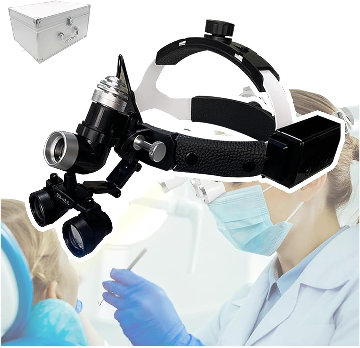 Dental Loupes 2.5X 3. Magnification with LED Headlight for Dentists | Lightweight Frame, Precision Optics, Oral Surgery & Jewelry Making, Professionals & Hobbyists, Reduces Eye Fatigue