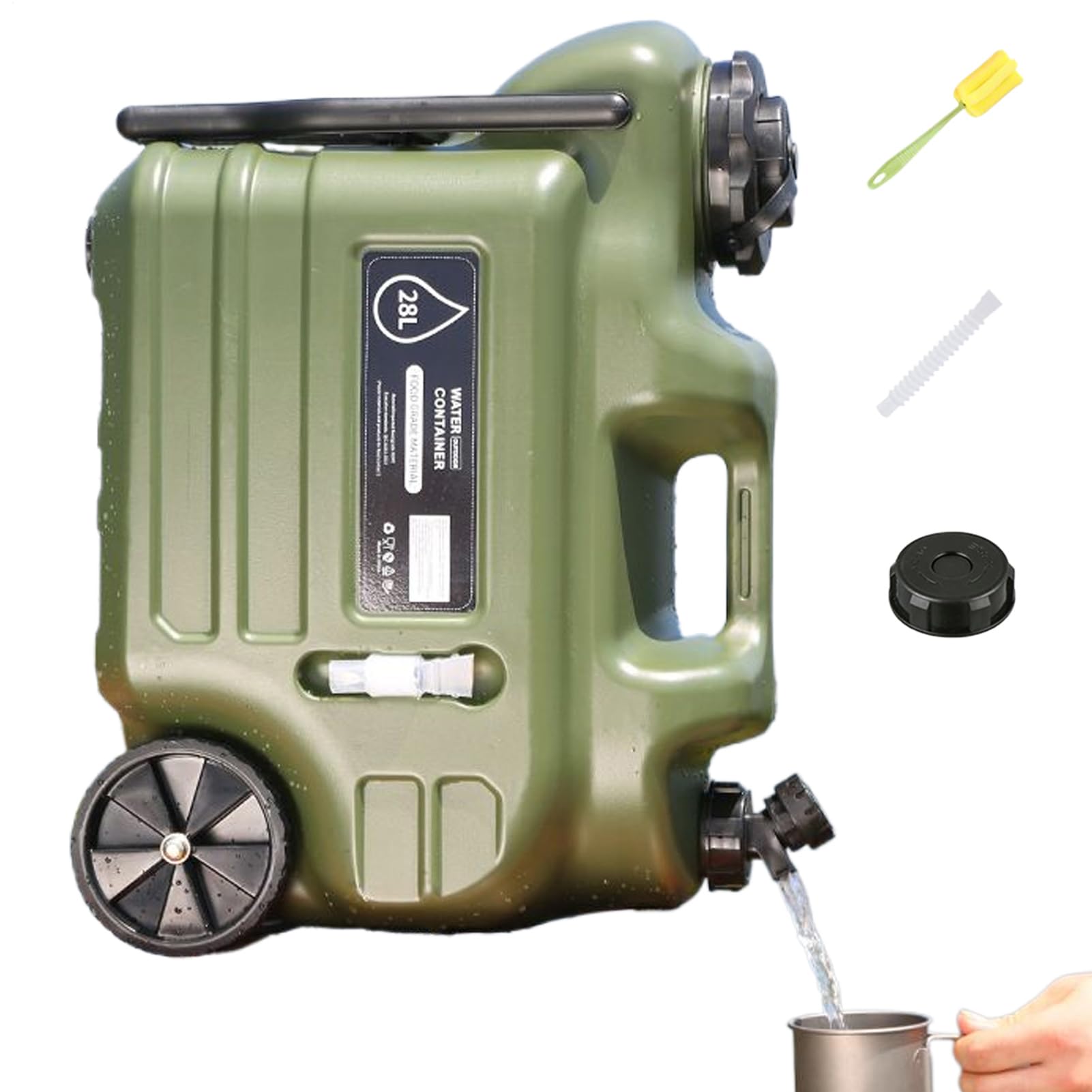 Contenedor De Agua con Ruedas 28 litros Portátil con Asa Plegable