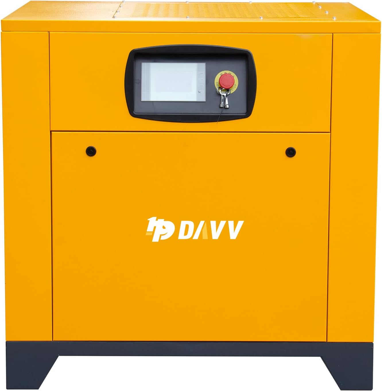 DAVV Rotary Screw Air Compressor, Variable Frequency Motor, 208-230V, 20HP/15KW Single/Three-phase Compatible, 81CFM/115PSI, Base Mounted Industrial Air Compressor System