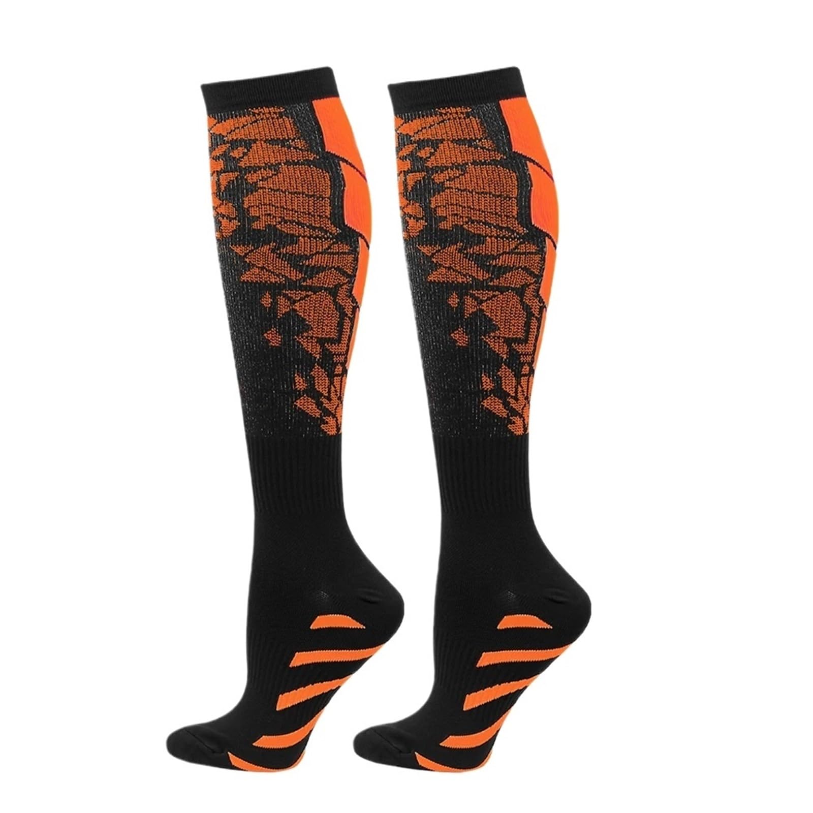 Chaussette De Contention Homme Lot de 2 Paires de Chaussettes de Compression 20-30 mmHg for Homme et Femme, Chaussettes de Sport for Marathon, Cyclisme, Football, Varices(Orange,L-XL)
