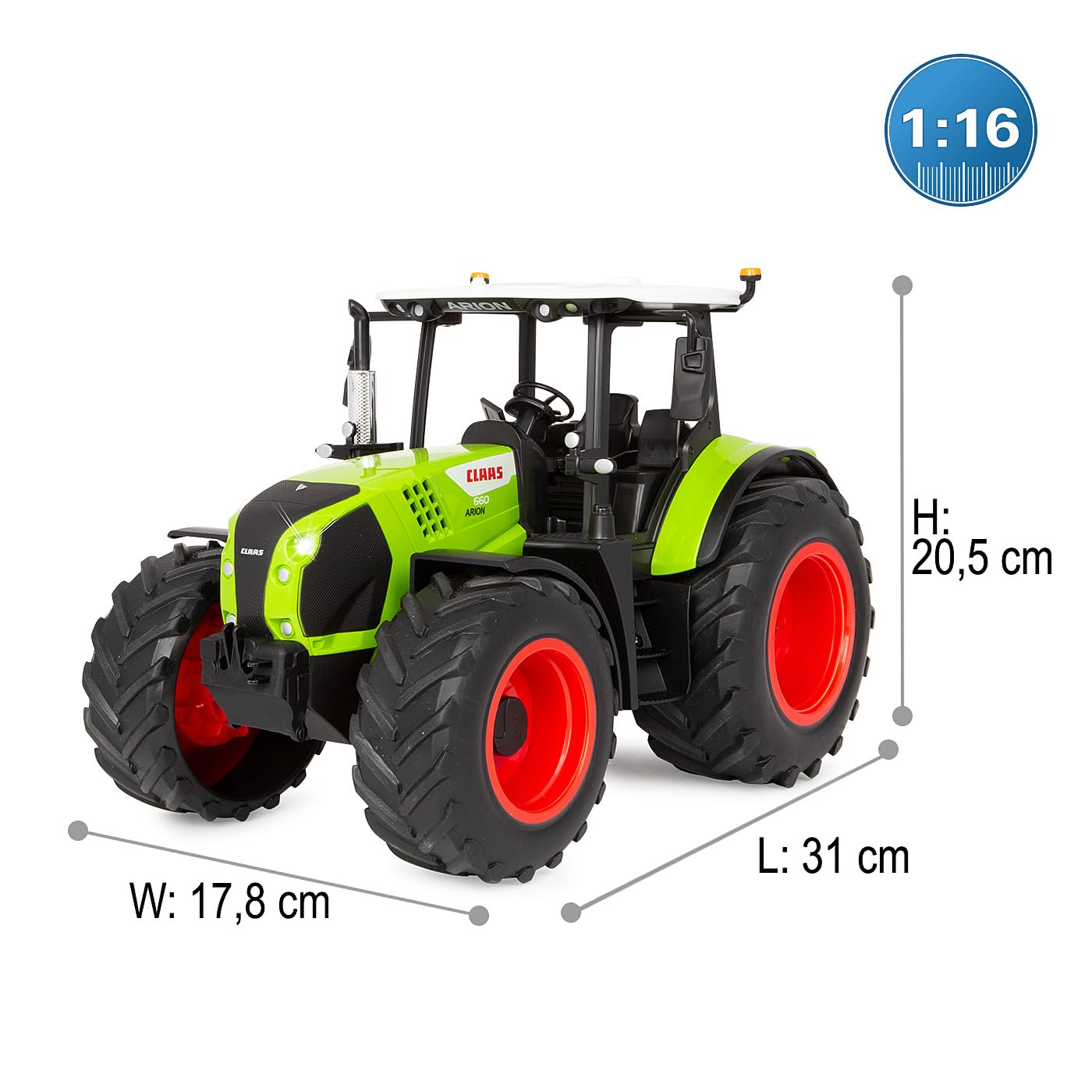 JAMARA 405350 Claas Arion 660 1:16 2,4 GHz – Jouet Tracteur télécommandé, Tracteur RC pour Enfants, Cadeau pour Enfants, Design détaillé, Son Moteur, Mode démonstration