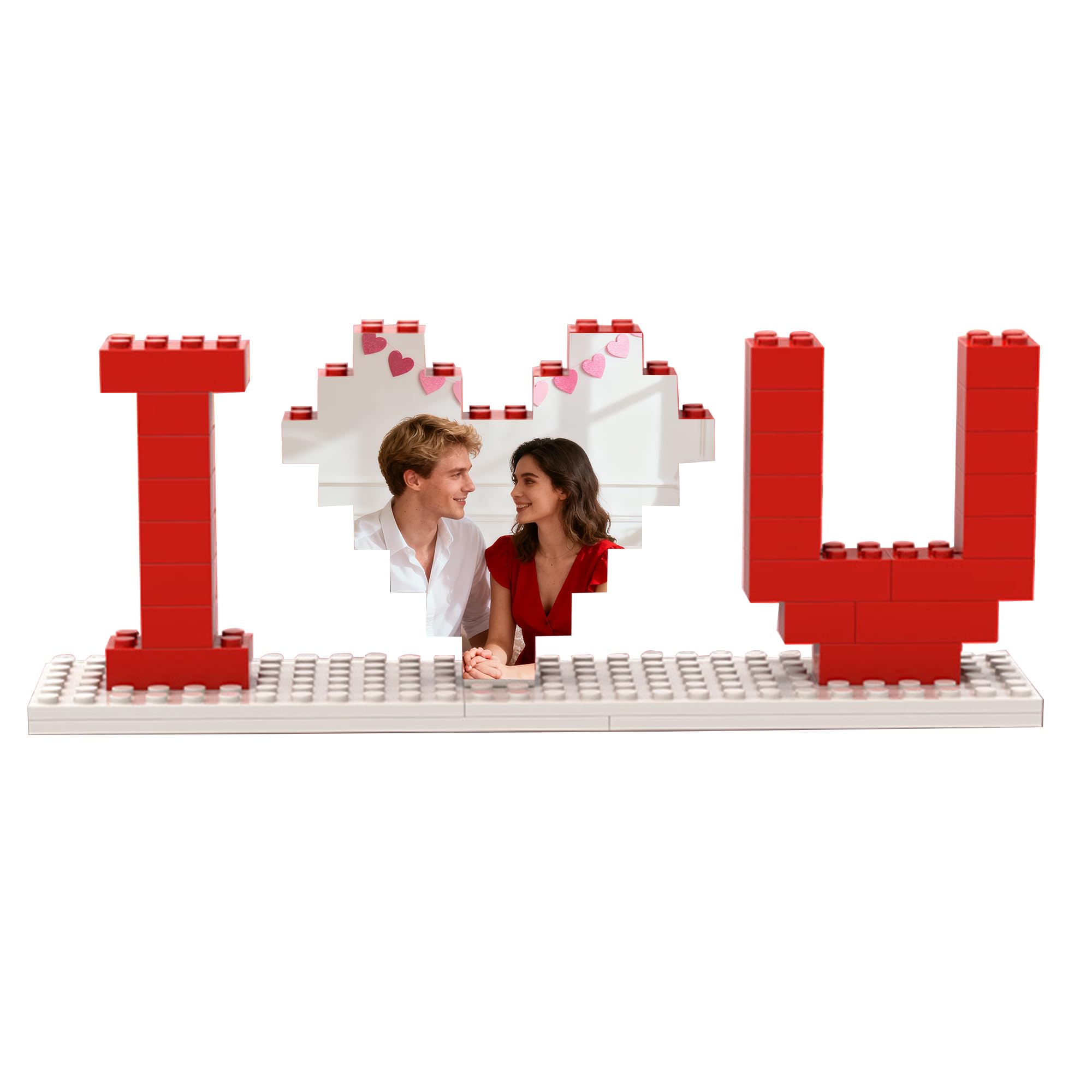 Mocessory Personalised Puzzle I Love U Building Blocks for Couples