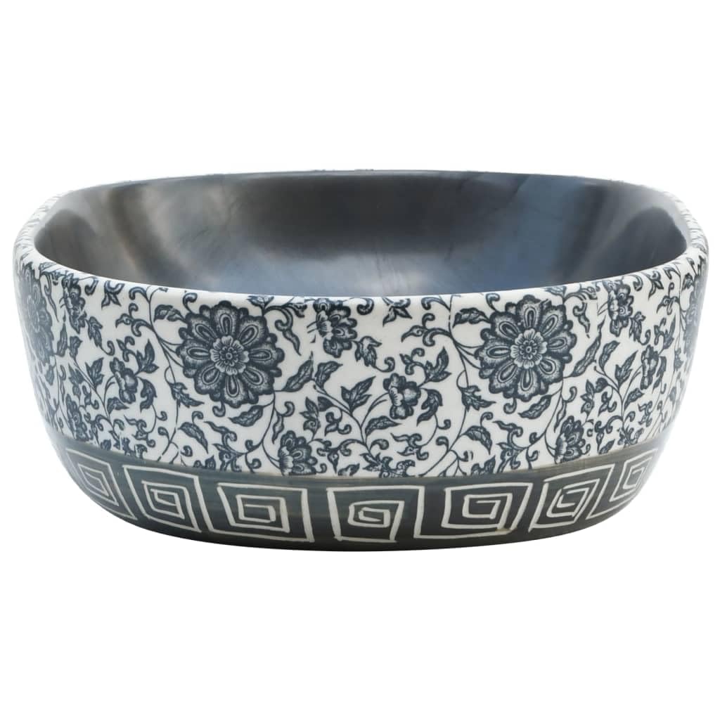 Ceramiczna umywalka nablatowa, czarna, niebieska, owalna, 47 x 33 x 13 cm