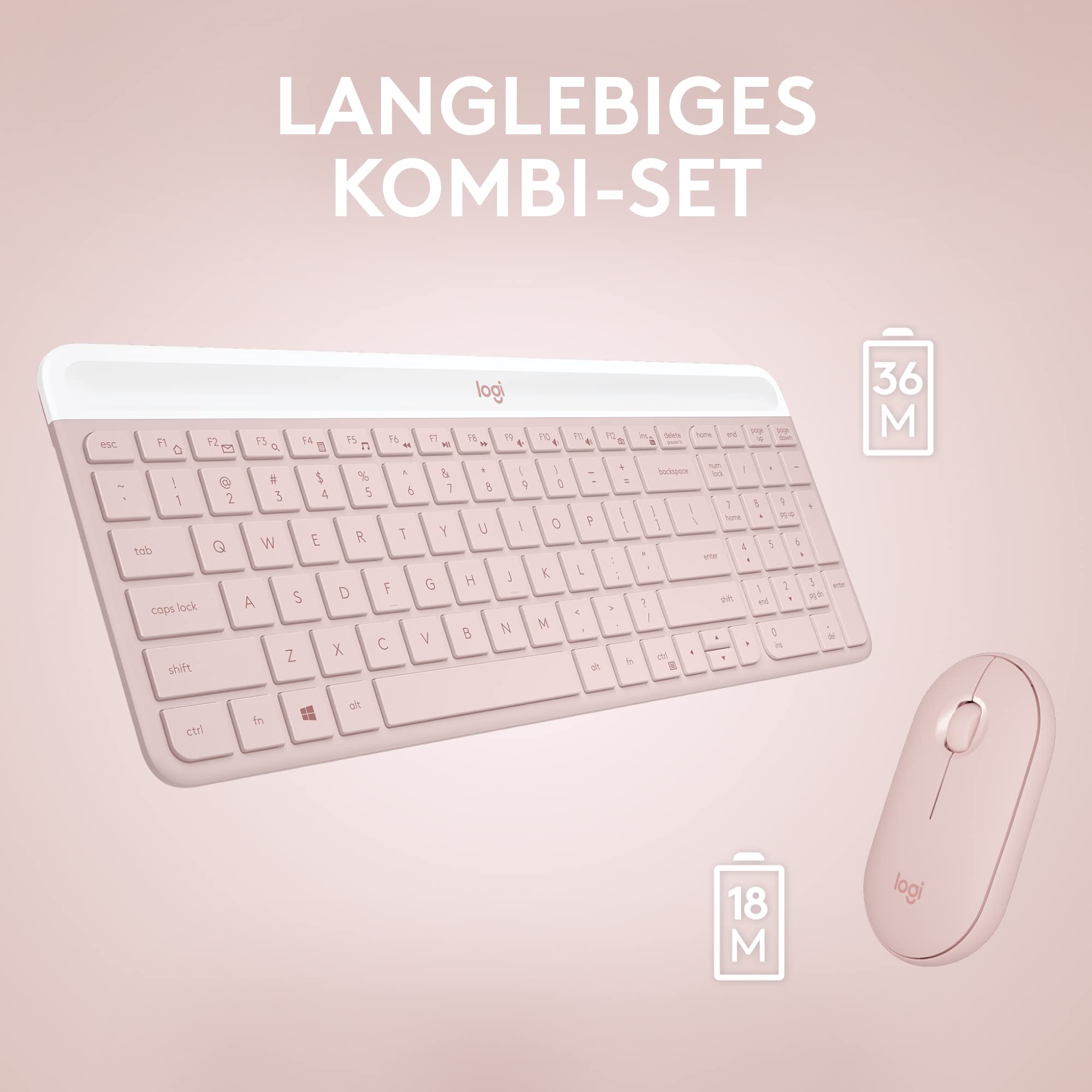 Logitech Kombination aus Maus und Tastatur, Rosa