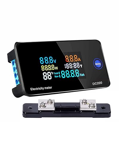 diymore DC 0-200V 50A Pantalla LCD Medidor de potencia de voltaje de corriente digital Amplificador DC y medidor de voltios Monitor de energía de