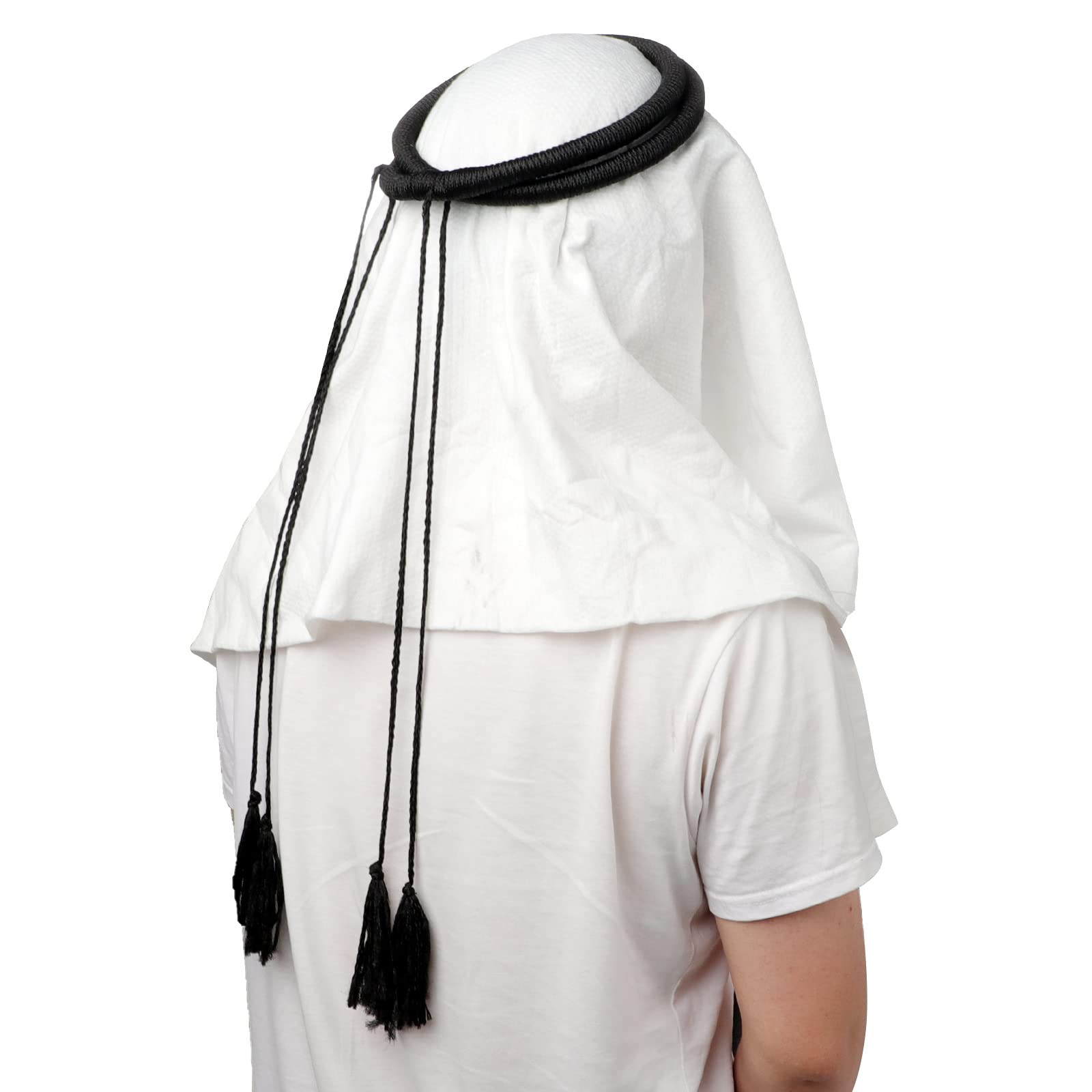 JIAHG Turban Homme Musulman 140x140 Cm - Foulard Arabe Indien Respirant Noir/Blanc