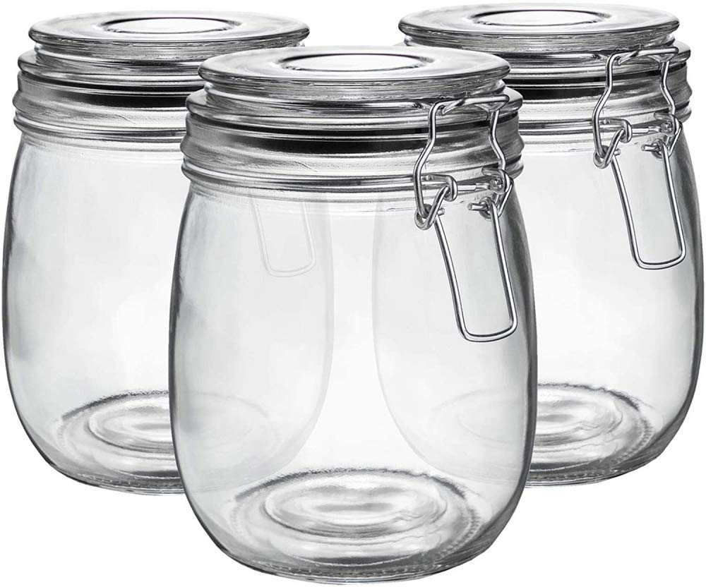 Barattolo Ermetico In Vetro, Zuccheriera Portatile Di Grande Capacità, Contenitore Per Il Tè, Barattolo Kimchi, Vasetti In Vetro Per Stoviglie Con Coperchio A Clip Ermetico Per Frutta -Round||750ml
