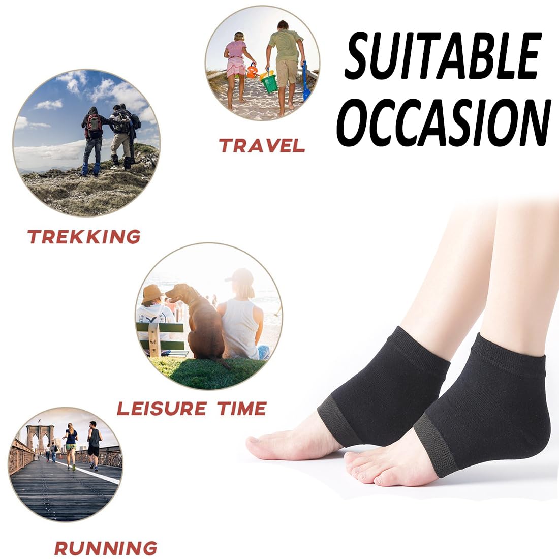 Gel-Fersen-Socken – 3 Paar Zehenlose Spa-Socken Für Trockene, Rissige Fersen, Belüftet Und Feuchtigkeitsspendend