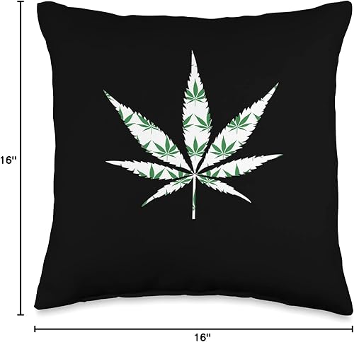 Miniatura 6 de 420 Marihuana Blatt Cannabis Kiffer Hanf Weed Grass Cannabis Lovers - Almohada de hoja de cáñamo 18 x 18 pulgadas multicolor