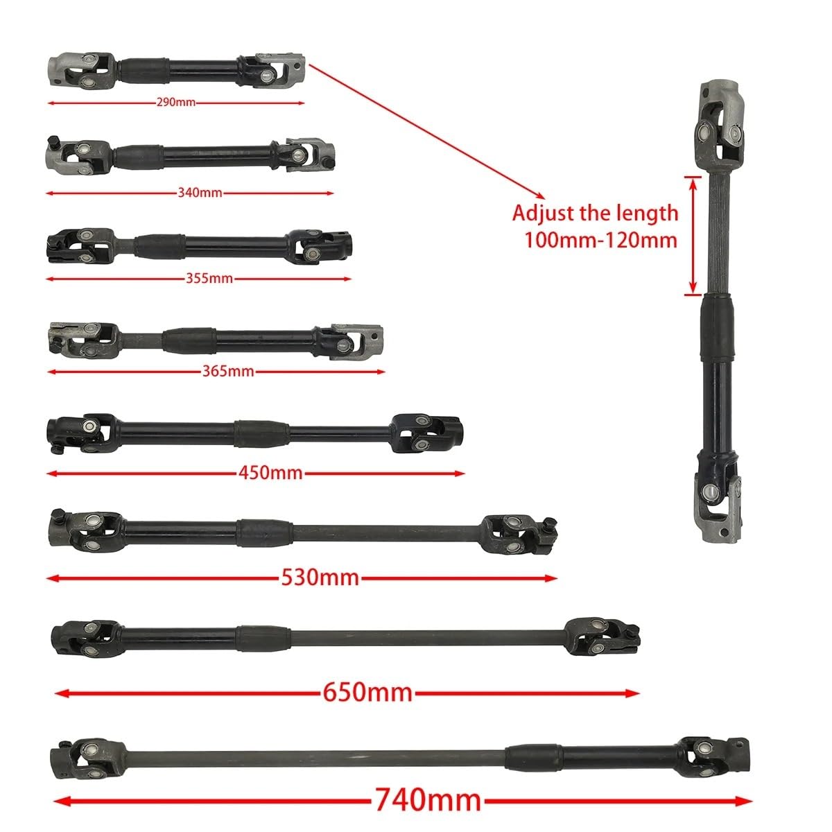 Eje De Transmisión Ejes Motriz Mangueta De Dirección Ajustable Juntas Universales Eje Varill Piezas Para Vehículos Utilitarios Buggies UTV Quads Y ATV 290 Mm - 740 Mm 30T(530mm)