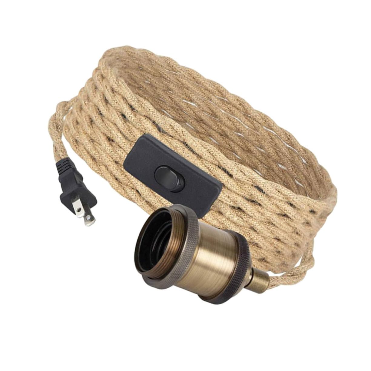 Outanaya 1Set Vintage Rope Ceiling Light DIY Hanging Lamps with US Plug for Home Living Bar Hotel Decor Vintage Style Lighting
