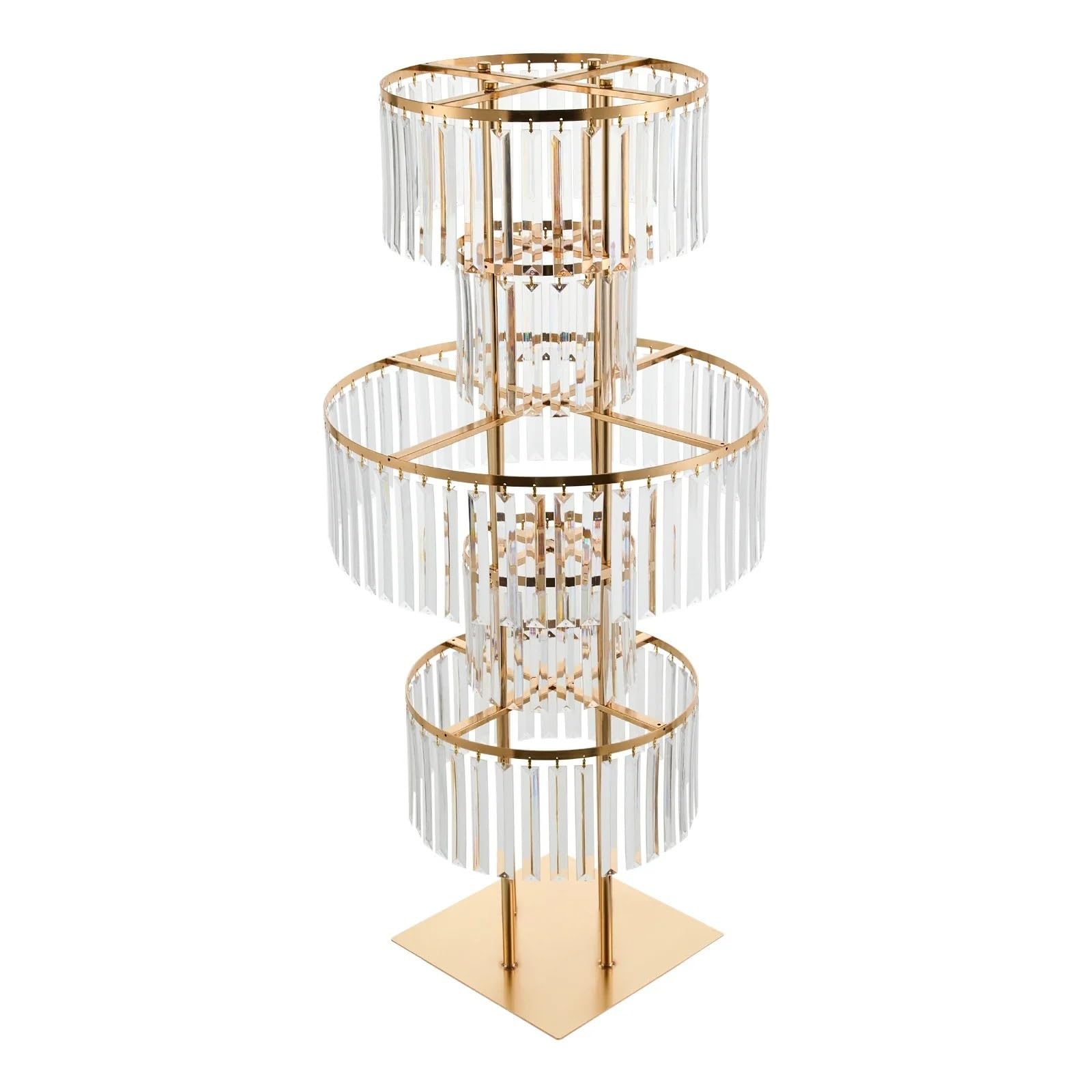 Wedding Centerpieces Gold Crystal Vases 43.3in 5 Tier Metal Round Pedestal Stands Flower Vase Stand For Party Table Decor(2pcs)