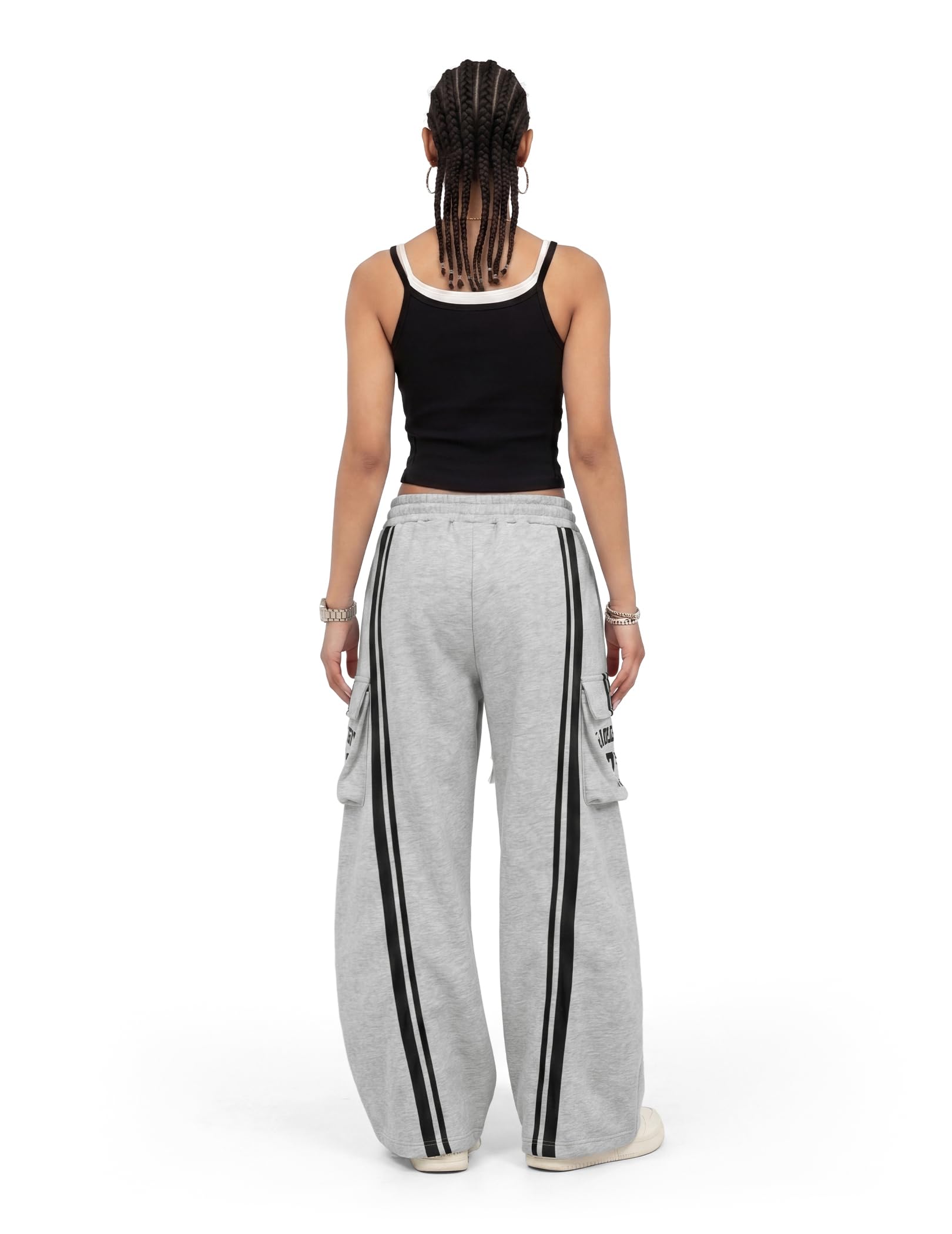 Aelfric Eden Baggy Jogginghose Herren Damen Weites Bein Sweatpants Baumwolle Kordelzug Freizeithose Y2K Streetwear Sporthose mit Taschen