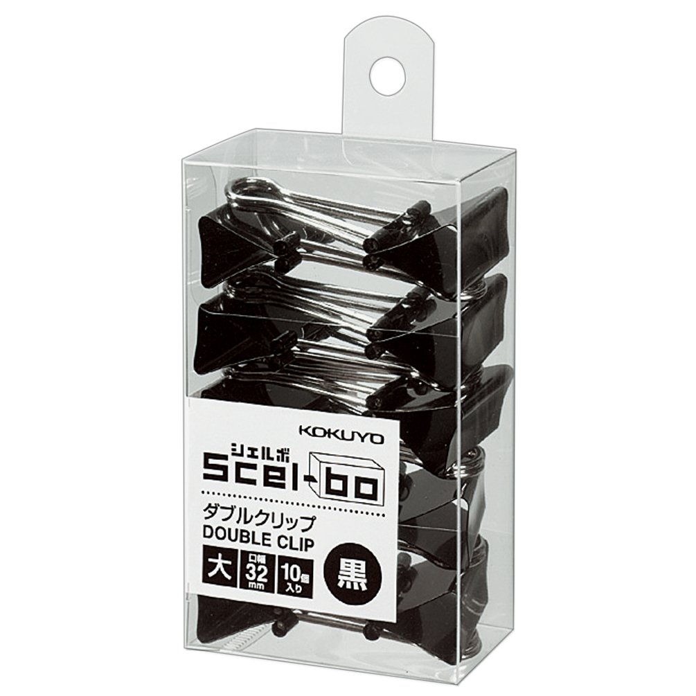 Kokuyo Scel-bo Double Clips 32mm Black