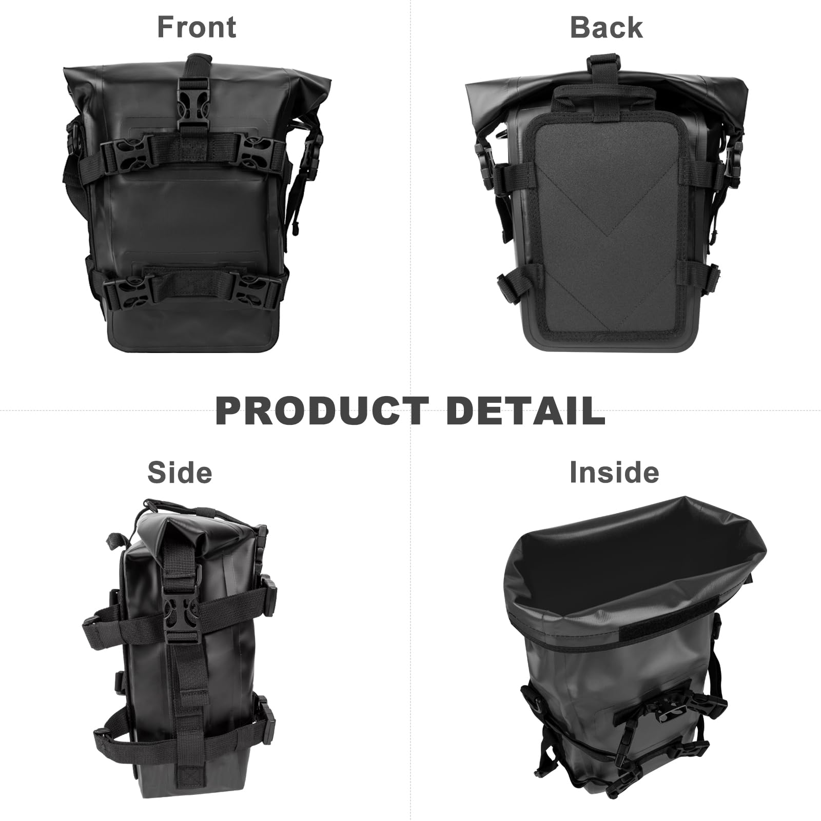 Borsa da viaggio per moto, 100% impermeabile, da 8 litri, con cinghie regolabili, zaino universale per ADV Touring fuoristrada (nero, 1 pezzo)