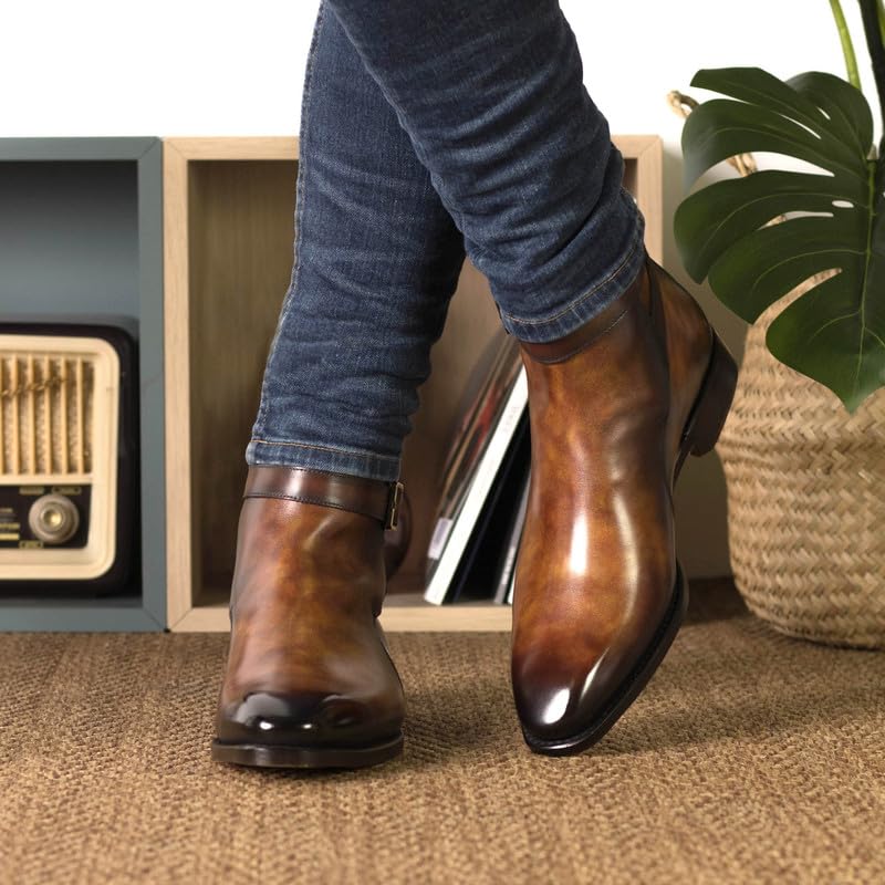 Jodhpur Boot 5060 – Fire Patina Leather, Savile Last, Strap-and-Buckle Fastener – Equestrian-Inspired Men's Dress Boot4