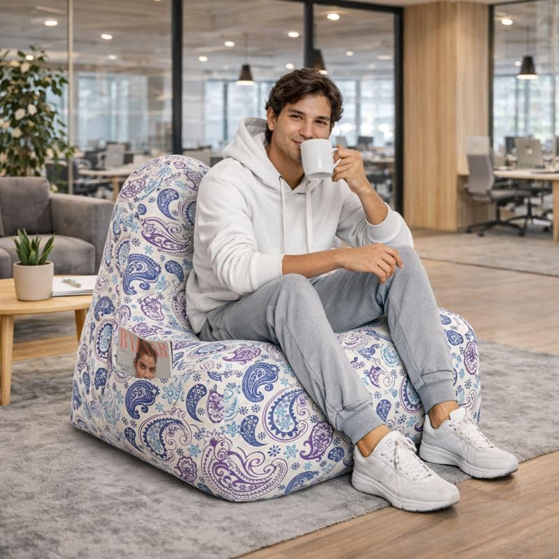 Image of Style Homez Hackey Cotton Canvas Paisley Printed Bean BagXXL Size Filled with Beans Fillers