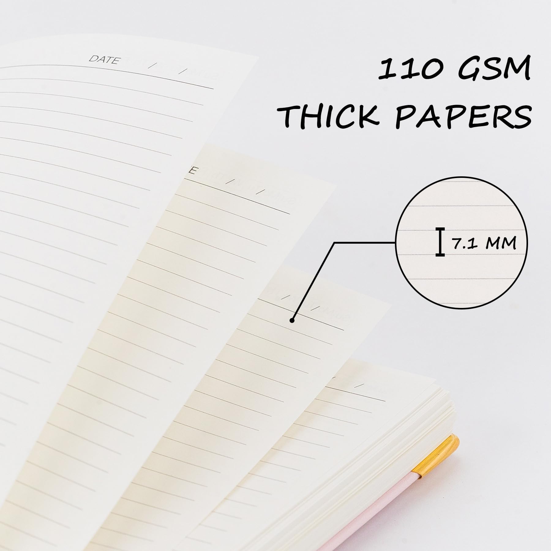 Cuaderno de espiral de tapa dura, cuadernos B5 con rayas universitarias, cuadernos de papel grueso de 110 g/m² para trabajo, escuela y viajes, diarios de 300 páginas para escribir, diario grande para