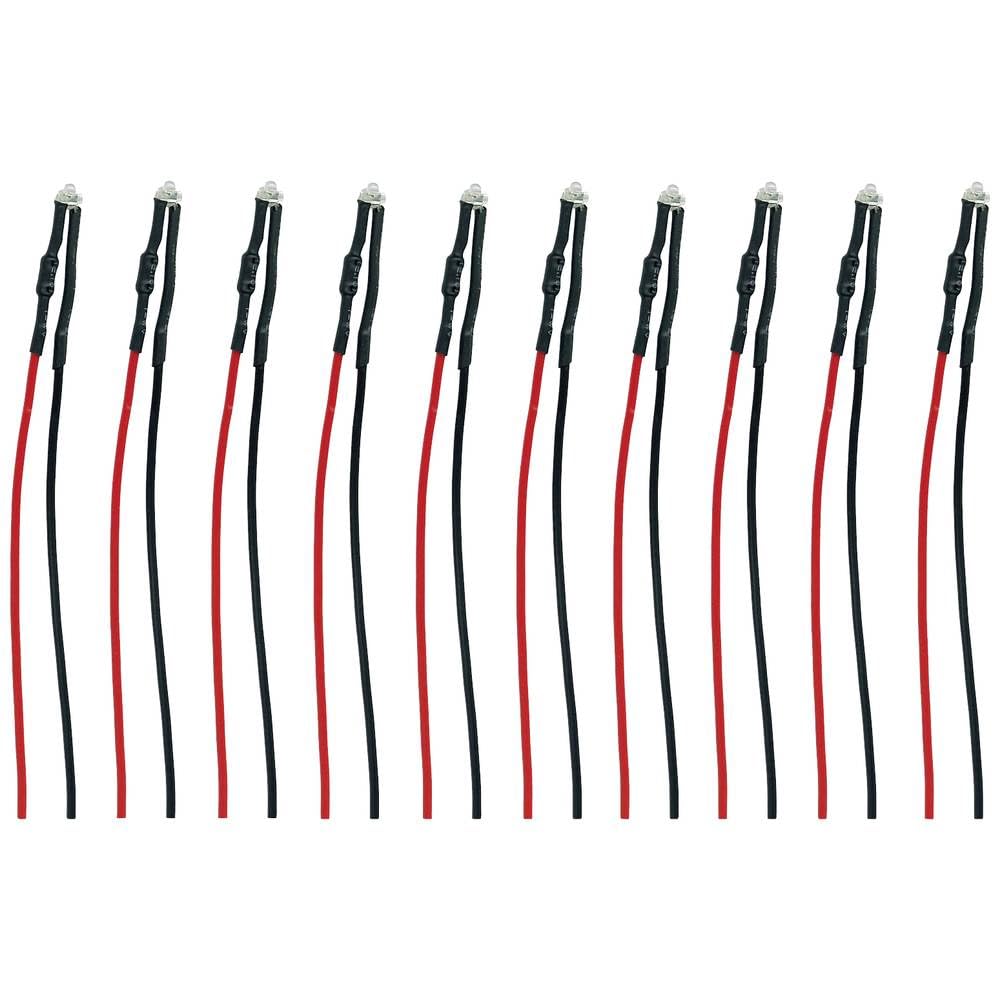 81-50060-10-C Lot de 10 LED avec fils de raccordement Blanc froid