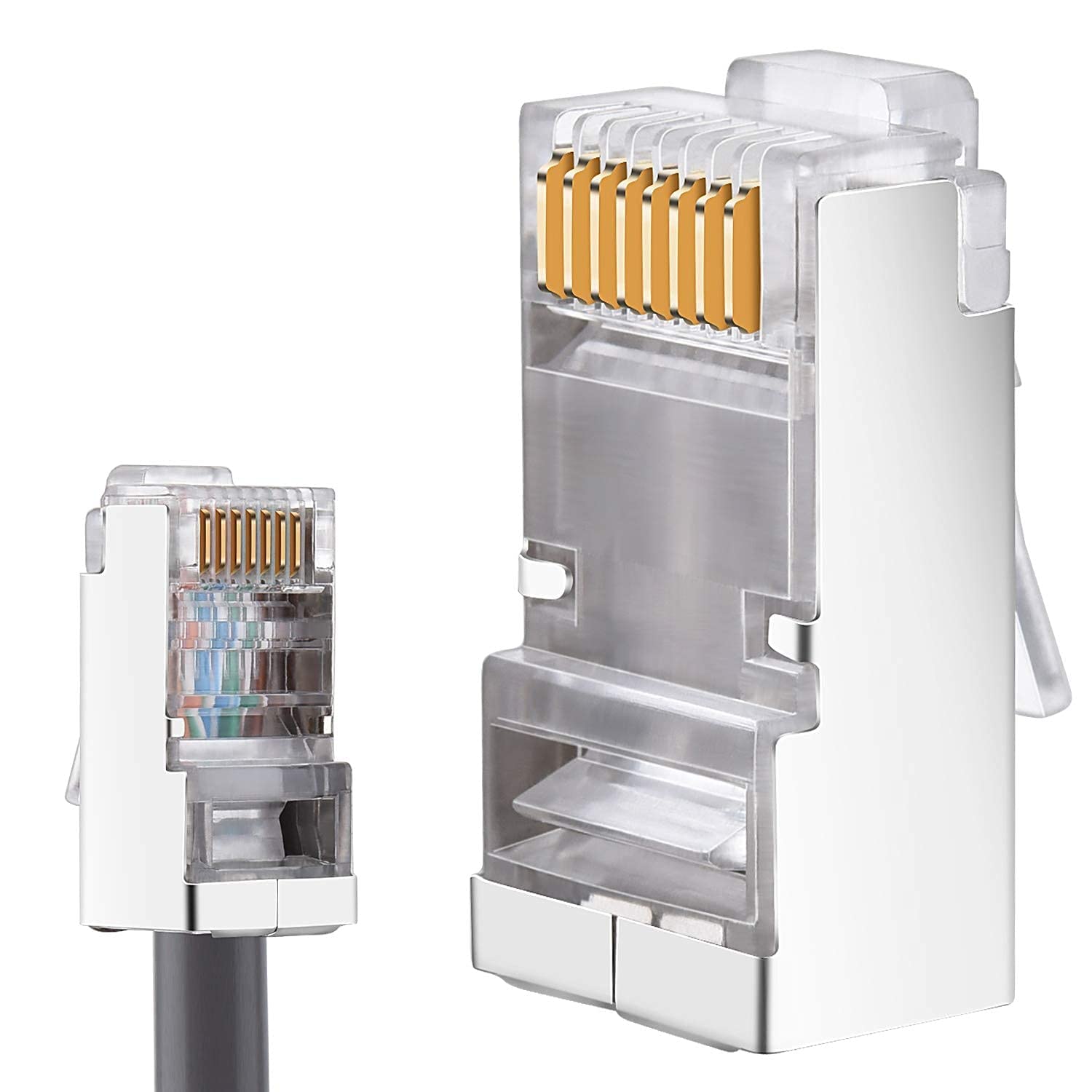 Sadow Pack of 20 STP - FTP RJ45 Cat6 LAN Connector,Design Modular Network Plug Connector 8P8C(8 Pins,8 Cores) for Unshielded and Shielded Twisted Pair Solid Wire& Standard Cables (20 Pcs) (B09TY25VWQ) Amazon Price History, Amazon Price Tracker
