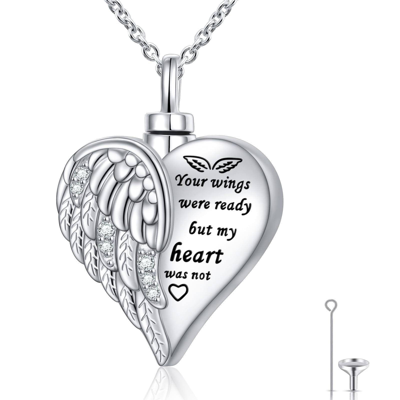 Flyow Urne Halsketten für Asche für Damen Frauen Mädchen Feuerbestattung Schmuck 925 Sterling Silber Ewigkeit Memorial für immer in meinem Herzen Asche Andenken Einstellbare Länge