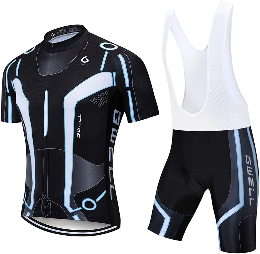 shine future Heren fietsshirt set fietskleding set fietskleding fietsshirt met zitkussen ademend sneldrogend voor wielrennen (lange mouwen wielershirt met lange mouwen, XX-Large), Fietsshirt met lange